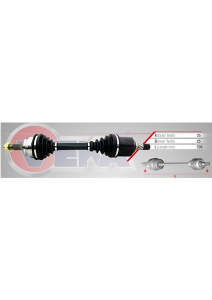 Komple Aks Sol Ön Fiat Doblo 152 263 1.6 Mjt A Tm T Uzunluk 596Mm 2010