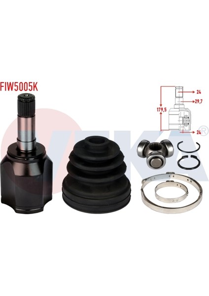 Aks Kafası Sol Ön Ic Fiat Doblo 119 223 1.3 Mjt 24X24X29.7 Uzunluk 179 5 Mm 2001 2010