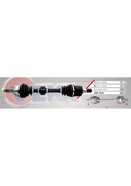 Komple Aks Sol Ön Hyundai Getz Tb 1.5 Crdı Absli 48 Dış Uzunluk 631Mm 2002 2008