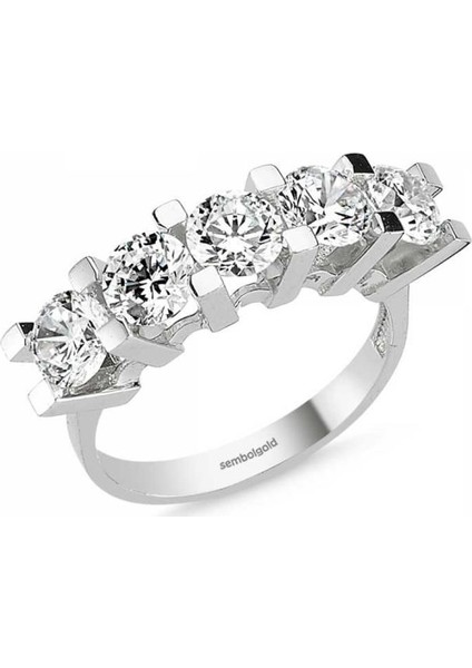 Altın 5 Taş Yüzük Zirkon Taşlı