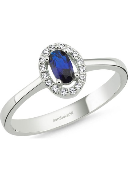 Anturaj Altın Yüzük 0.30 Karat Oval Aquablue