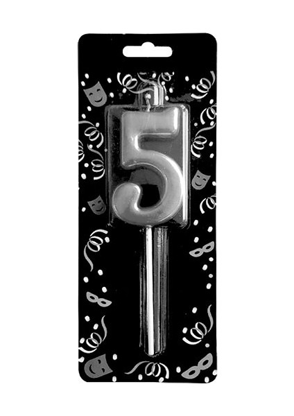 Gümüş Rengi Silver Sayılı Pata Mumu Beş 5