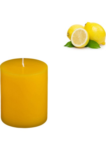 limon Kokulu 7 x 10 Sarı Silindir Mum