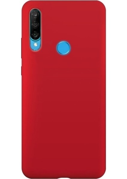 Huawei P30 Lite Kılıf Silikon Premier (Kırmızı) + Tam Ekran Cam Koruyucu