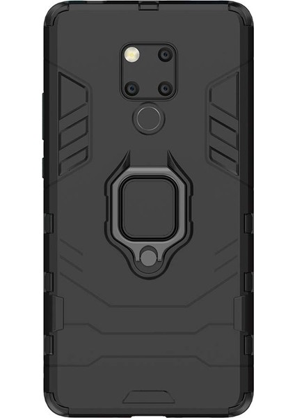 Huawei Mate 20 x Batman Serisi Yüzük Standlı Armor Kılıf - Siyah