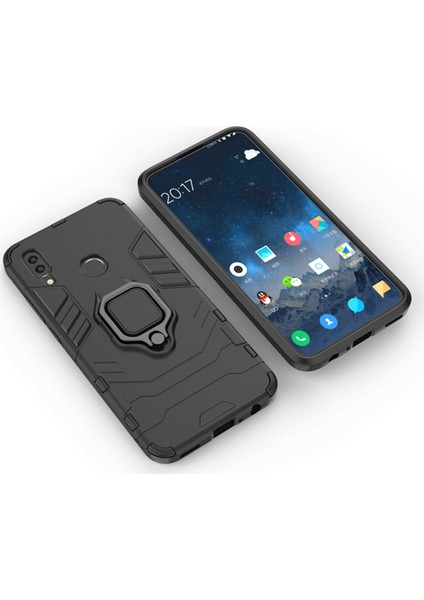 Huawei P Smart 2019 Batman Serisi Yüzük Standlı Armor Kılıf - Siyah