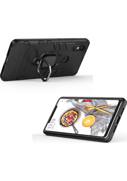 Xiaomi Mi 8 Batman Serisi Yüzük Standlı Armor Kılıf - Siyah fırsatları