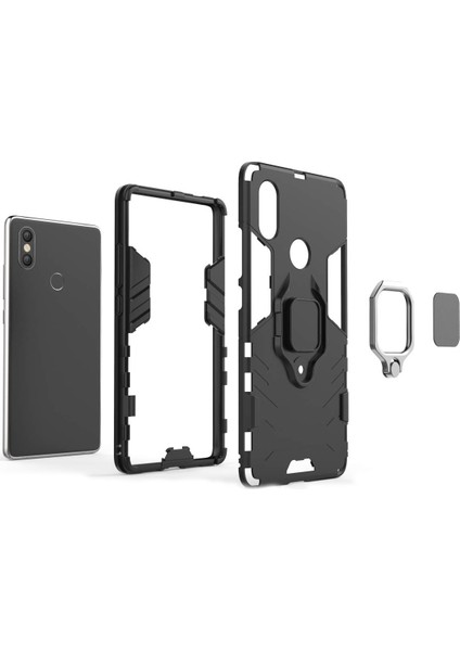 Xiaomi Mi 8 Batman Serisi Yüzük Standlı Armor Kılıf - Siyah indirimleri