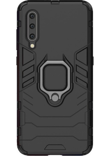 Xiaomi Mi 9 Explorer Batman Serisi Yüzük Standlı Armor Kılıf - Siyah