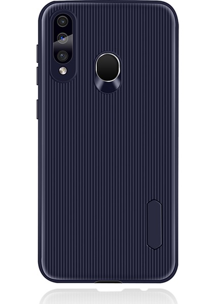 Samsung Galaxy A60 Kılıf Striped Soft Tio Silikon Kapak Lacivert