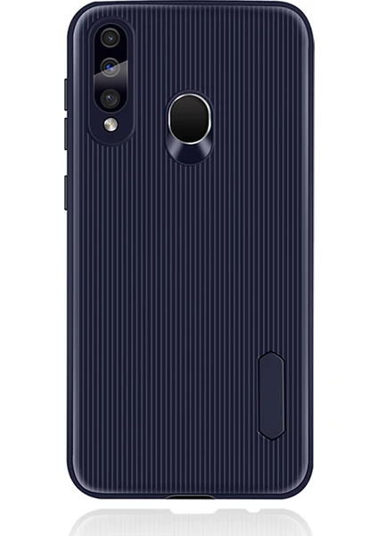 Liontech Samsung Galaxy A60 Kılıf Striped Soft Tio Silikon Kapak Lacivert