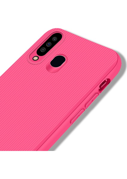 Samsung Galaxy A60 Kılıf Striped Soft Tio Silikon Kapak Pembe