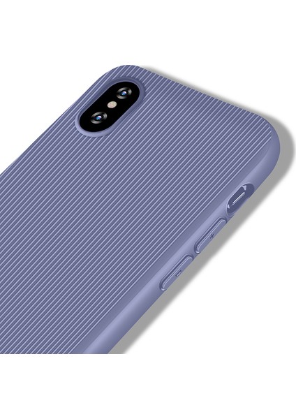 Apple iPhone XS MAX Kılıf Striped Soft Tio Silikon Kapak Mor