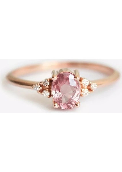 0,71 Karat Pırlanta Yüzük Pink Topaz 14K