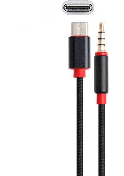 Universal Type-C Aux Kablosu 3.5 mm Kablo Altın Uçlu 100 cm