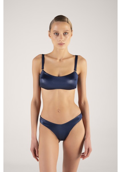 Straplez Lacivert Bikini Takımı