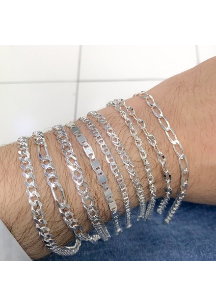 Parlak 4 mm Sade Zarif Gümüş Erkek Bileklik fiyatları