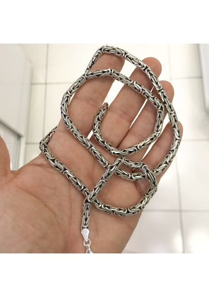 70 cm 86 gr 5 mm Düz Kalın Kral Zinciri Gümüş Erkek Kolye