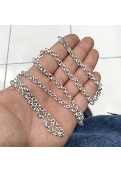 Yuvarlak Halka Halka Spor 20 gr 60 cm Gümüş Erkek Kolye Zincir modelleri