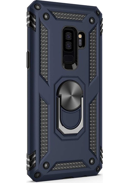 Samsung Galaxy S9 Plus Kılıf Military Ring Holder Lacivert Lacivert