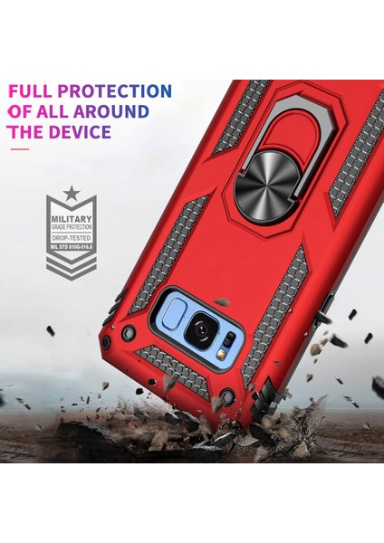 Samsung Galaxy S8 Kılıf Military Ring Holder Siyah Siyah