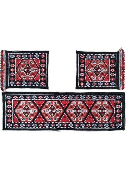 Renk Oto Koltuk Kilim Seti Siyah Renk - Ön Ve Arka Koltuk 3 Parça Takım