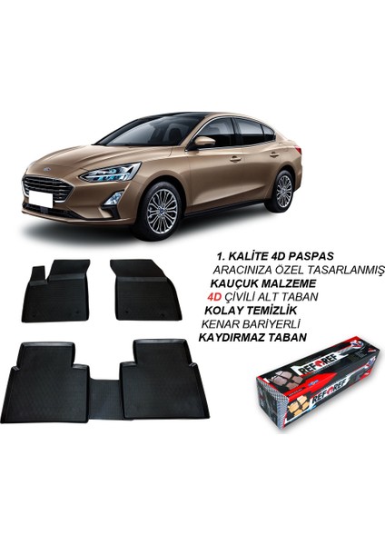 Ford Focus 2019 Sedan - 4D Havuzlu Paspas 2019 Model Ve Üzeri