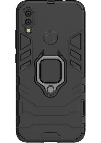 Xiaomi Redmi Note 7 Pro Batman Serisi Yüzük Standlı Armor Kılıf - Siyah