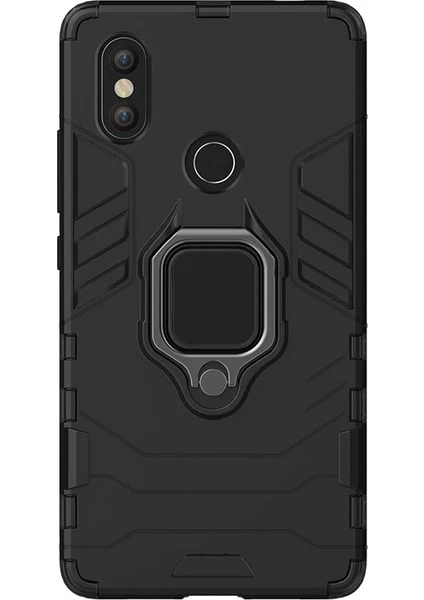 Xiaomi Mi 8 SE Batman Serisi Yüzük Standlı Armor Kılıf - Siyah