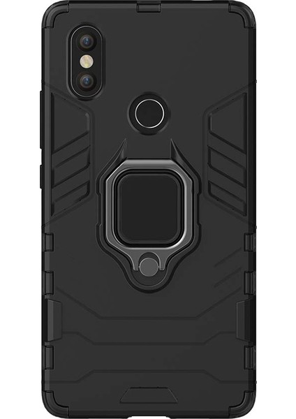 Xiaomi Mi 8 Explorer Batman Serisi Yüzük Standlı Armor Kılıf - Siyah