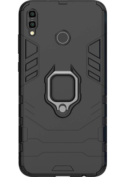 Huawei Honor 8X Max Batman Serisi Yüzük Standlı Armor Kılıf - Siyah
