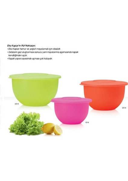 Hsgl Tupperware Eko Kap 3'lü Set ( Saklama Kabı ) Neon modelleri