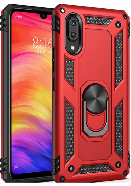 Samsung Galaxy A10 Kılıf SM-A105F Yüzüklü Standlı Tank Silikon + Kırılmaz Cam