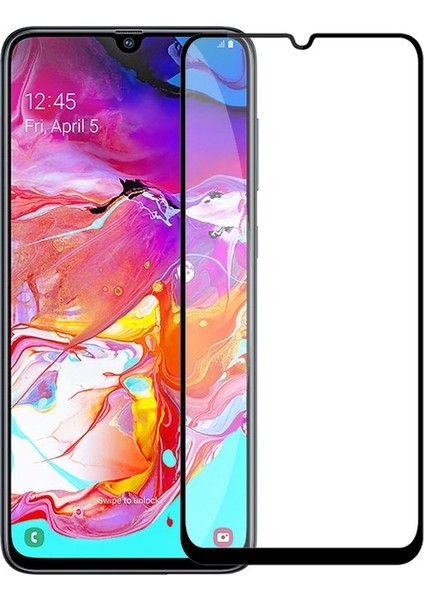 Samsung Galaxy A70 Kılıf SM-A705F Yüzüklü Standlı Tank Silikon + 5D Tam Ekran Koruyucu Cam