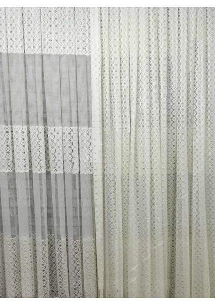 1/2,5 Orta Pileli Kdk Begonya Ara Kortlu Krem Tül Perde - 100 x 250 cm