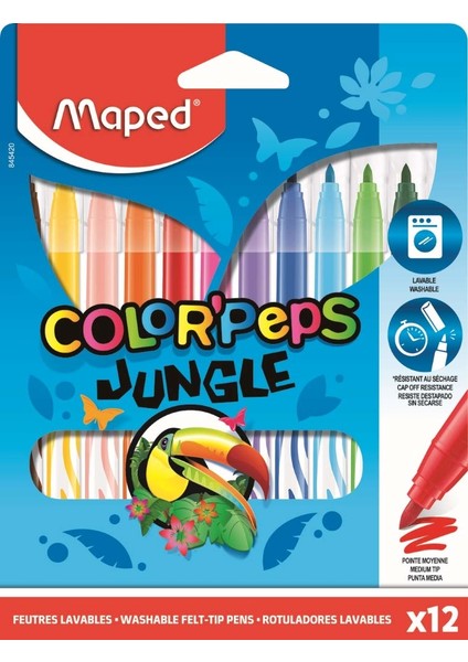 Jungle Keçeli Kalem 12 Renk + Boyama Kitabı 845432 fiyatları