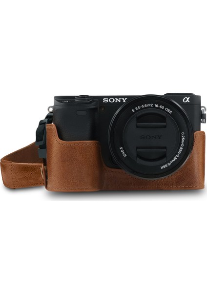Sony Alpha A6100, A6400 Hakiki Deri Tek Dip Kamera Çantası