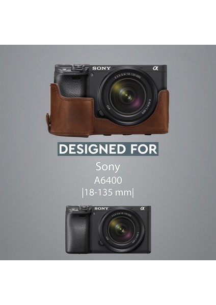 Sony Alpha A6100,A6400(18-135mm)Suni Deri Kamera Çantası