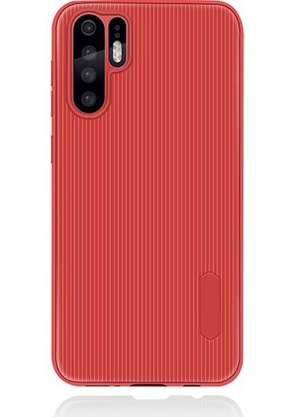 Huawei P30 Pro Kılıf Striped Soft Tio Silikon Kapak Kırmızı