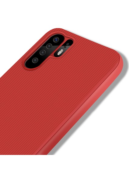 Huawei P30 Pro Kılıf Striped Soft Tio Silikon Kapak Kırmızı