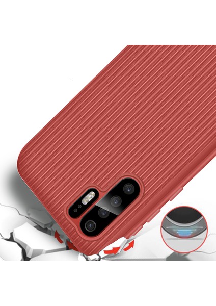 Huawei P30 Pro Kılıf Striped Soft Tio Silikon Kapak Kırmızı