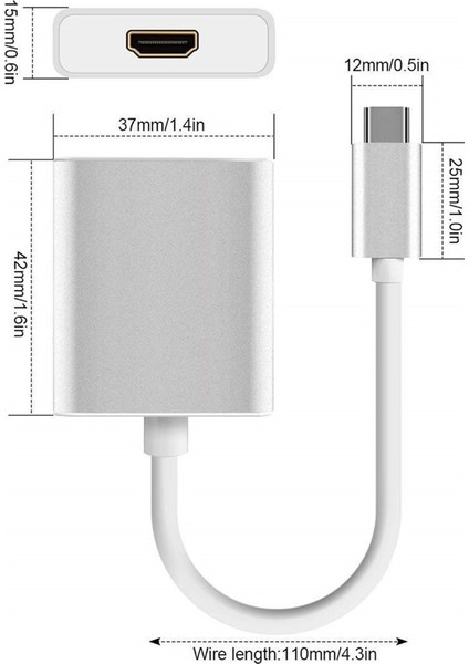 USB 3.1 Type-C Erkek - HDMI Dişi Çevirici Adaptör CDG-CNV33