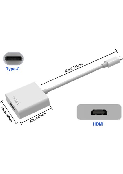 USB 3.1 Type-C Erkek - HDMI Dişi Çevirici Adaptör CDG-CNV33