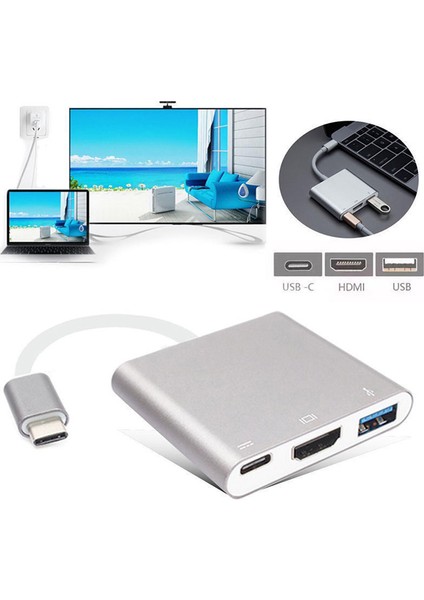 USB 3.1 Type-C - USB 3.0+ HDMI+ USB 3.1 Type-C Çoklayıcı Adaptör CDG-CNV39