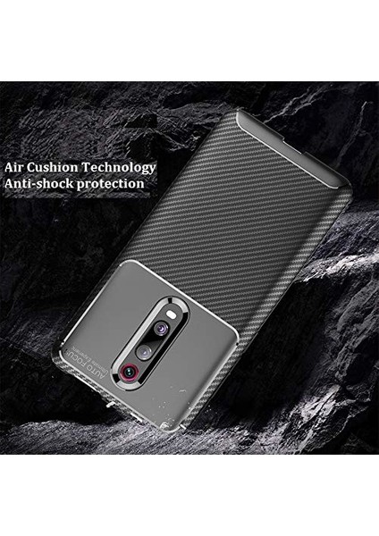 Xiaomi Mi 9T Kılıf Rugged Armor Karbon Desenli Lüx Negro Silikon Arka Kapak Lacivert