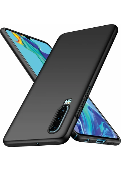 Case 4U Huawei P30 Kılıf Slim Fit Rubber Arka Kapak Siyah*