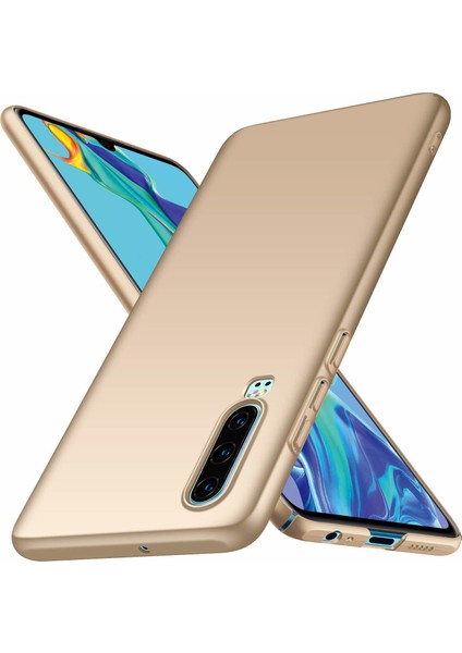 Huawei P30 Kılıf Slim Fit Rubber Arka Kapak Altın