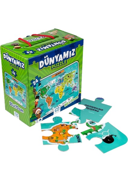 4'lü Süper Yer Puzzle Seti(Türkiye-Dünyamız-Gezegenler-Alfabe)