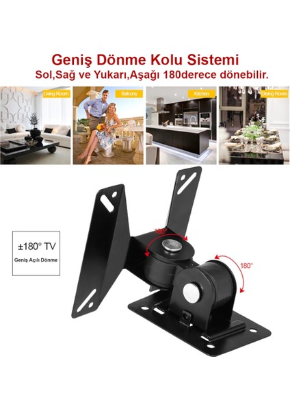 Ledtv LCD Monitör Duvar Askı Aparat Hareketli 14-24" 15KG