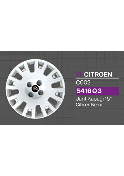 Tisa Citroen Nemo 15" Jant Kapağı 4'lü Takım JKC002